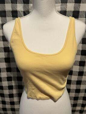 PS / BASICS by PacSun Yellow Ribbed Cropped Tank Top